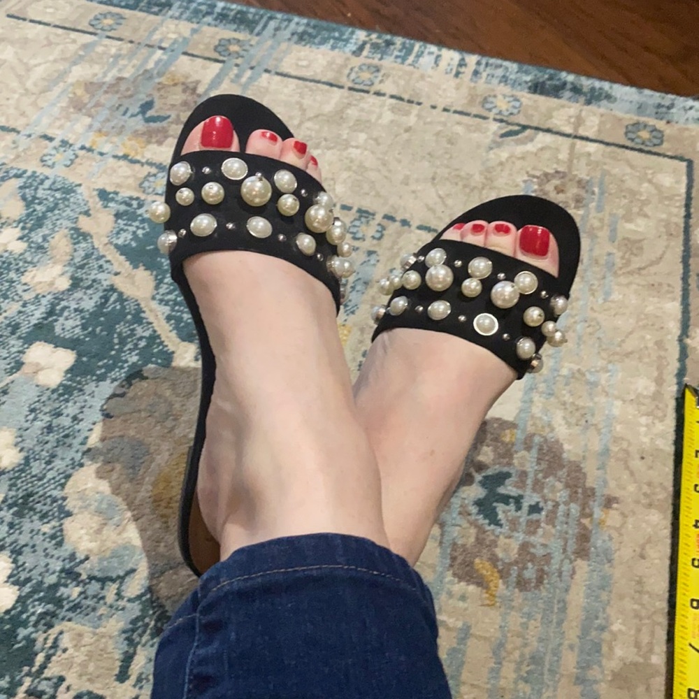 a new day pearl studded sandals / slides